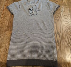 Paul Smith Short Sleeve Brown White Striped Sweater Size M